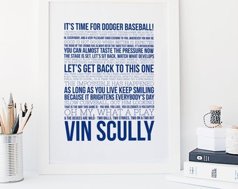 LIMITED EDITION - Vin Scully - Dodger Baseball - Vin Scully Quotes - Dodgers Gifts - Vin Scully Print - Dodgers Baseball Print - Baseball