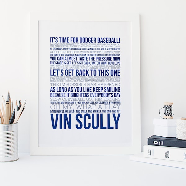 LIMITED EDITION - Vin Scully - Dodger Baseball - Vin Scully Quotes - Dodgers Gifts - Vin Scully Print - Dodgers Baseball Print - Baseball