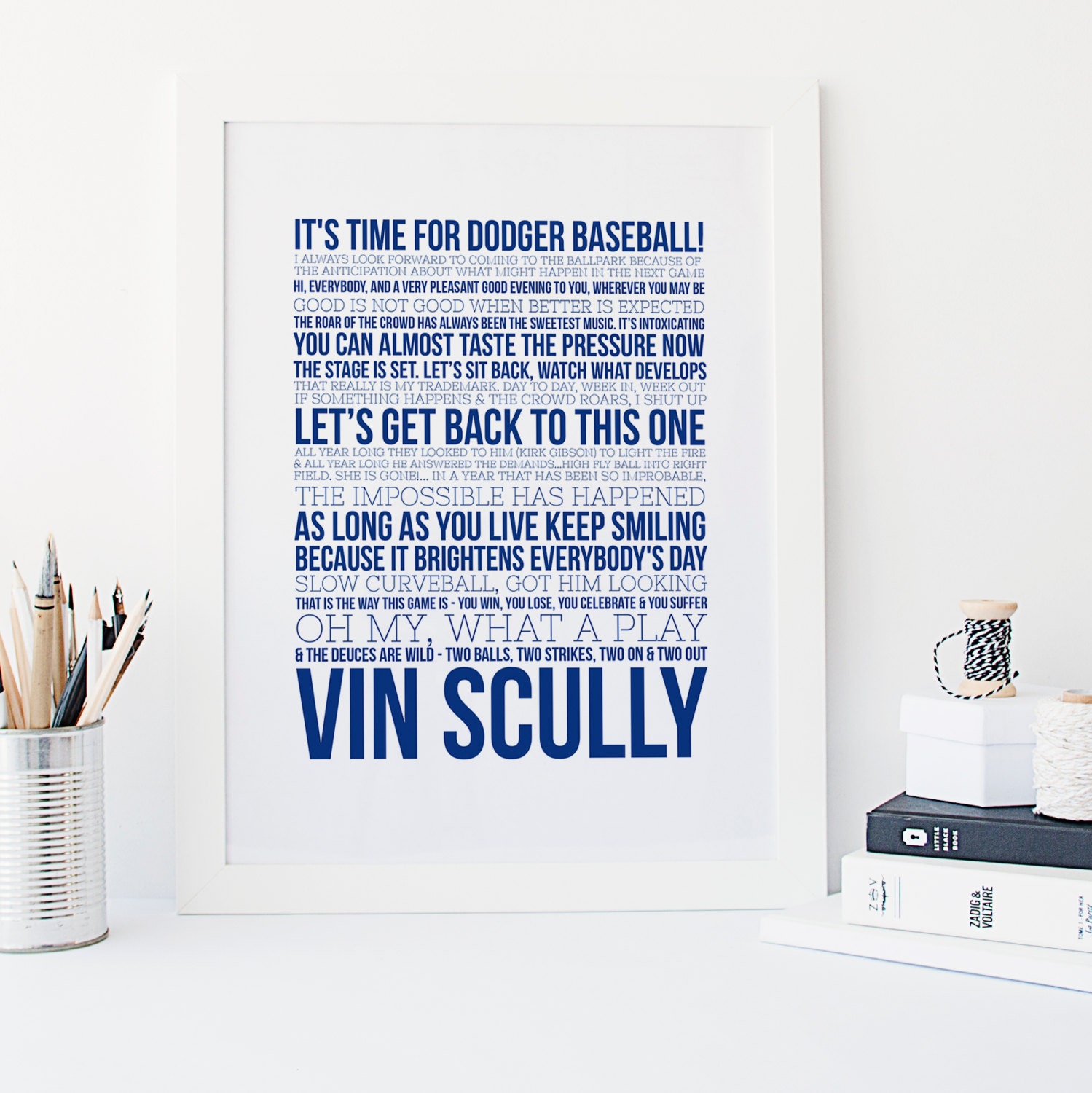 Vin Scully Signed Dodgers 34.5x42.5 Custom Framed Jersey Display (PSA  Hologram)