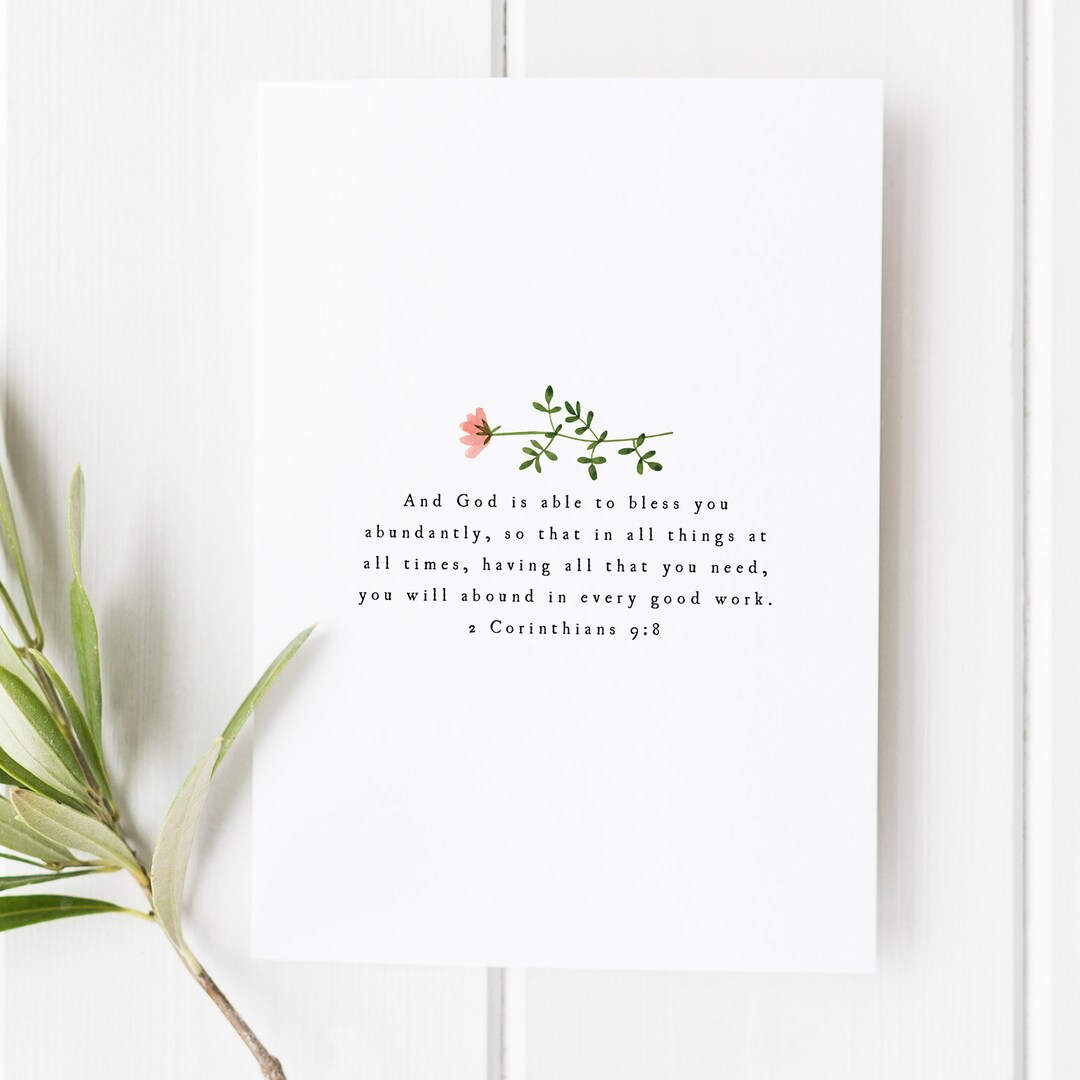 2 Corinthians 9:8 Scripture Print, Christian Wall Art, Bible Verse ...