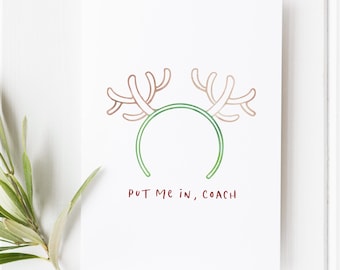 Funny Christmas Art, Christmas Wall Print, Holiday Wall Decor, Reindeer Antler Print, Cute Christmas Decor, Christmas Quote Art, Holiday