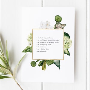 I Am God&#39;s Very Good Idea Print, Christian Art, Bible Verse Decor, Inspirational Scripture Gift, Faith Based Art, Christian Affirmations
