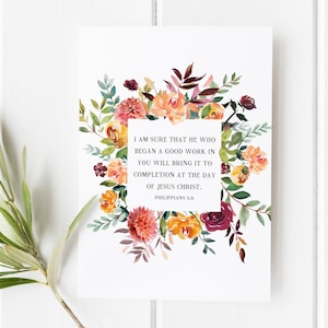 Philippians 1:6 - He who began a good work - Scripture Card - Custom Bible Verse Gift - Bible verse wall art - Christian wall Decor