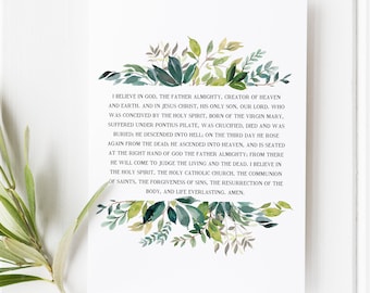Apostle's Creed - I believe in God - Catholic Gift - Christian Gift - Bible Verse Wall Art - Bible Verse Print - Christian Wall Art
