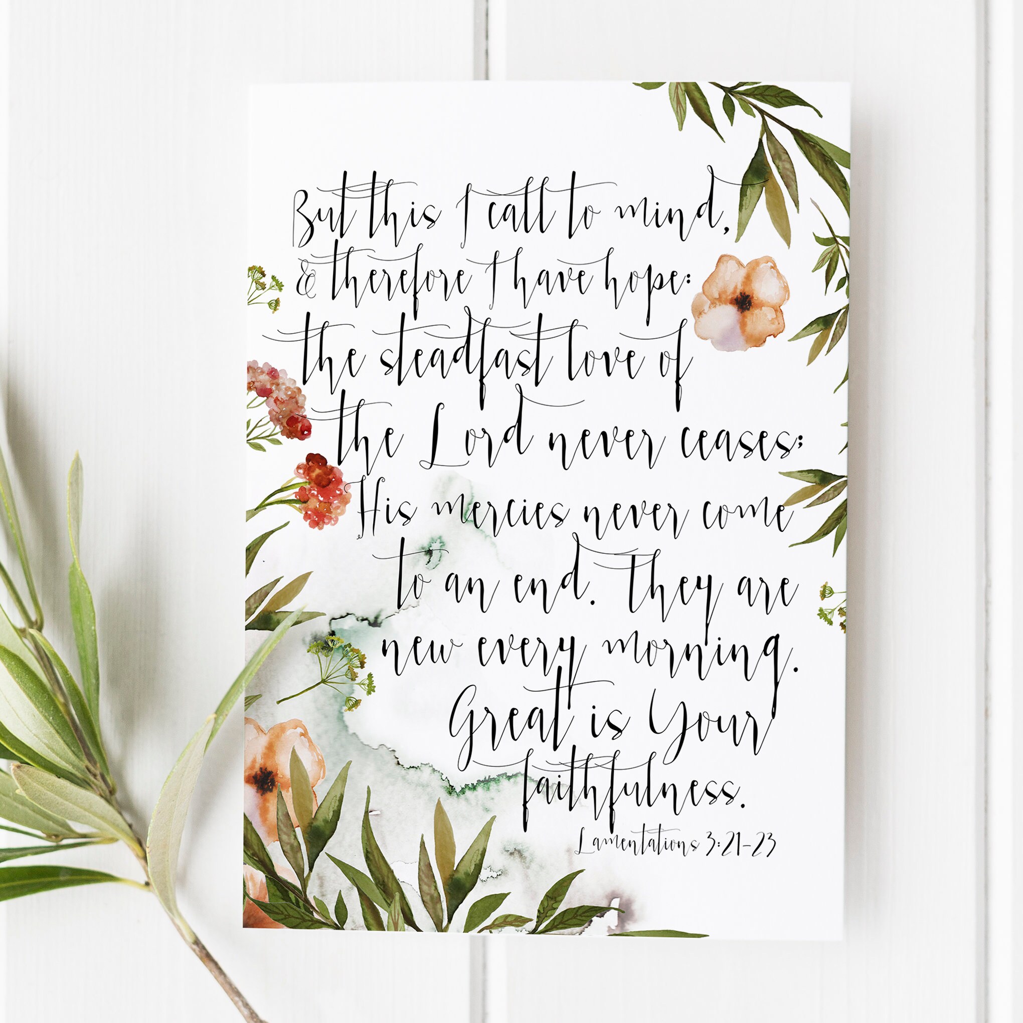 O Amor Inabalável do Senhor, Lamentações 3:21-23 Impressão, Arte de Parede com Versículo Bíblico, Decoração Cristã para Casa, Citação Inspiradora das Escrituras