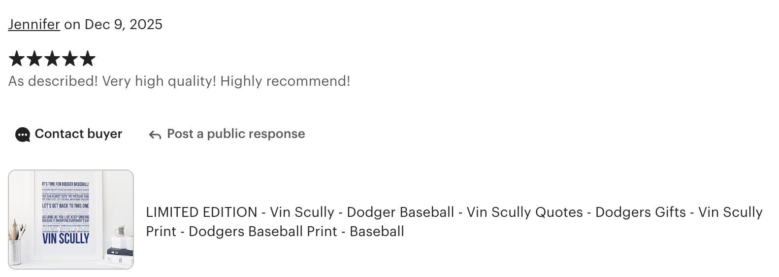 LIMITED EDITION - Vin Scully - Dodger Baseball - Vin Scully Quotes