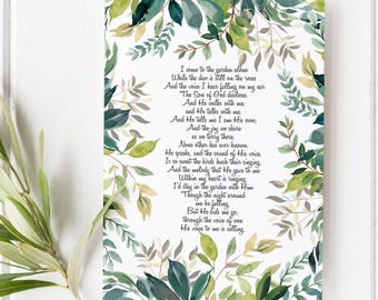 I come to the garden alone - Hymn lyrics - Scripture Art - Bible Verse - Bible Verse wall art - Gifts for women - Gifts for her