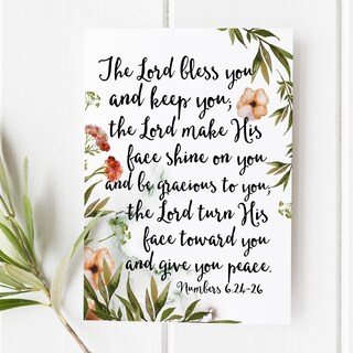 Poster Su Tela Con Cornice Numeri 6:24-26 - Benedizione Bibbia 'The Lord Bless You' - Decorazione Parete Religiosa Vintage