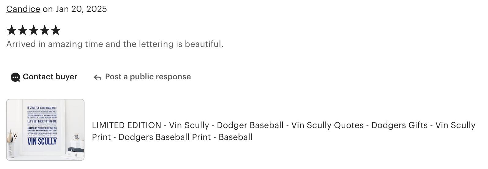 LIMITED EDITION - Vin Scully - Dodger Baseball - Vin Scully Quotes