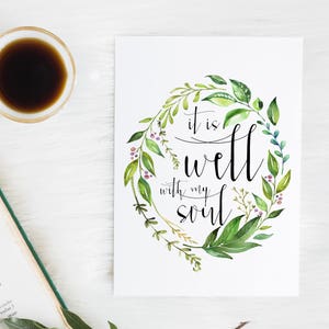 Está bien con mi alma - Letras de himnos - Tarjeta de las Escrituras - Arte mural con versículos bíblicos - Regalos para mujeres - Regalos cristianos para ella - Regalo cristiano