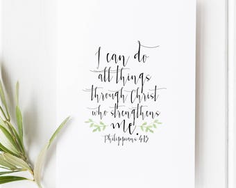 Philippians 4:13 Scripture Print, Christian Wall Art, Bible Verse Decor, Faith Home Accent, Uplifting Gift