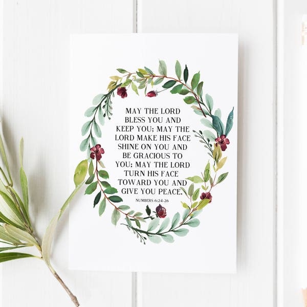 Numbers 6:24-26 - May the Lord bless you and keep you - Scripture Art - Bible Verse - Bible verse wall art - Bible verse prints