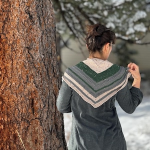 Hand Knitted Triangle Scarf Shawl Merino Wool Kerchief for Women
