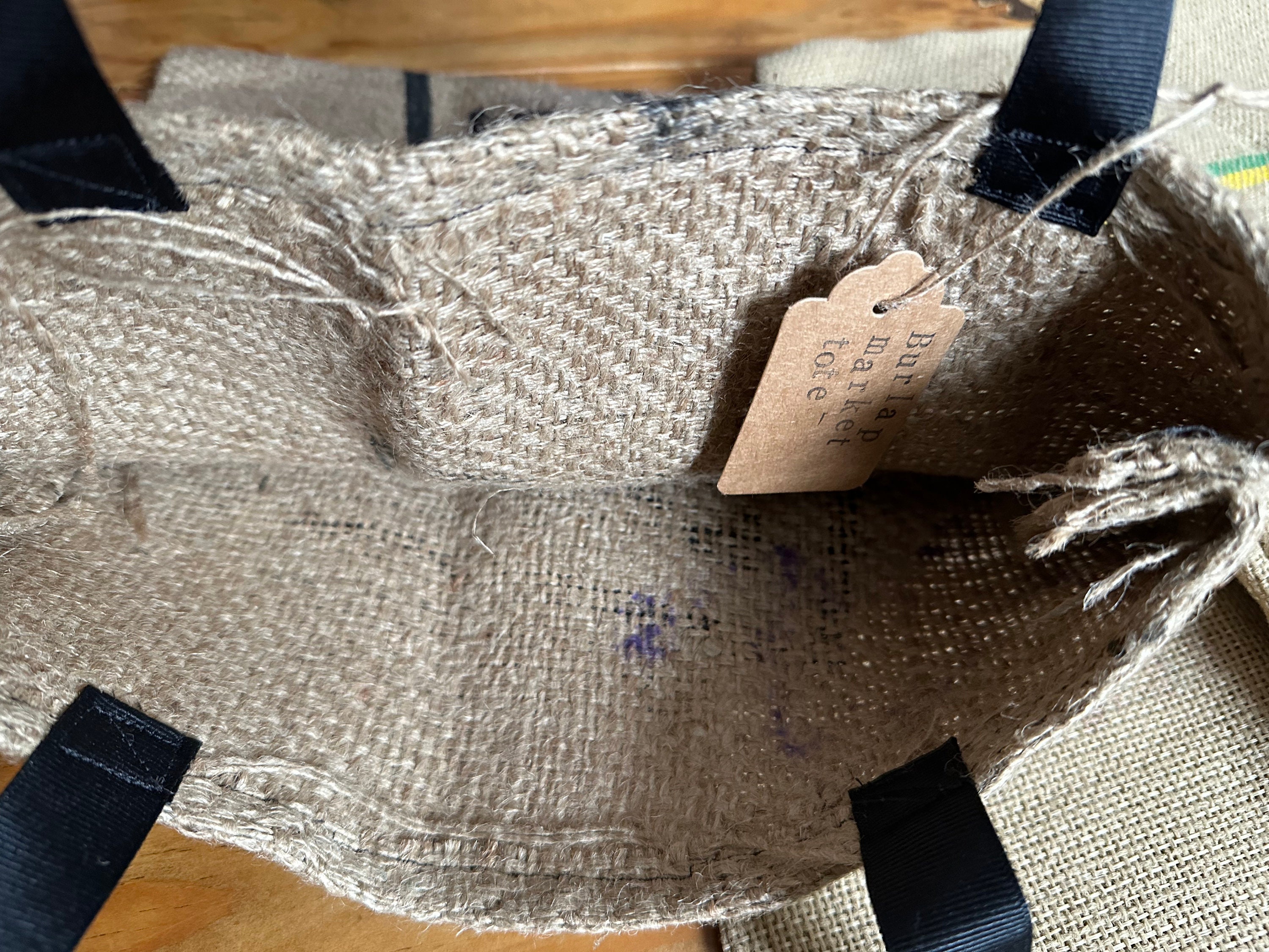 Burlap Market Tote Bag Made From Upcycled Coffee Bean Sacks Etsy