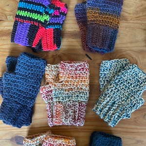 Handmade Womens Fingerless Gloves Computer Texting Gloves Handknit Hand Warmers