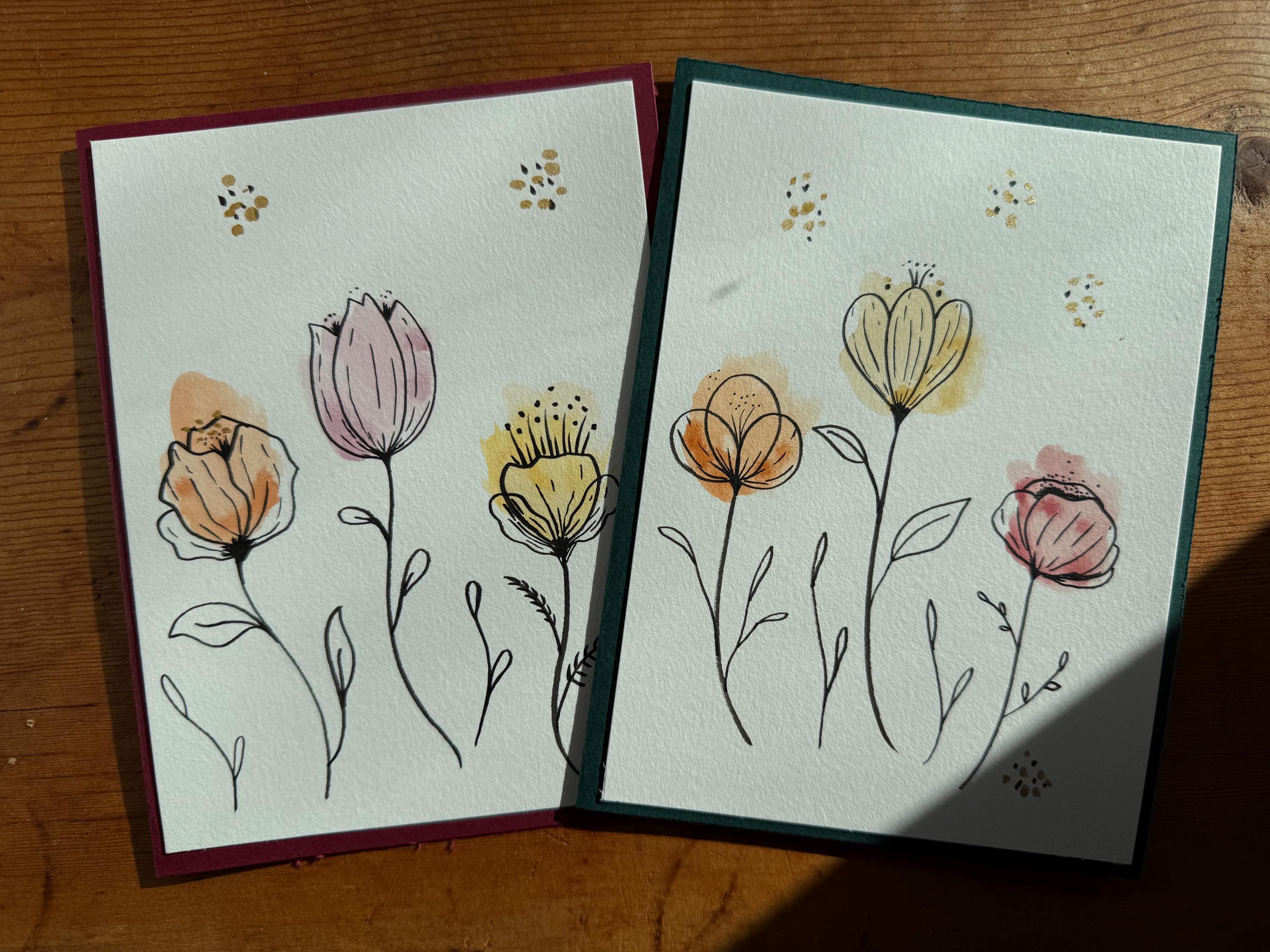Hand Painted Floral Watercolor Cards: Botanical Greeting Cards - Etsy