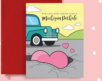 Michigan Pothole Love Greeting Card