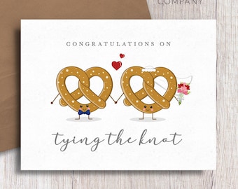 Congratulations on Tying the Knot Pretzel Wedding Food Pun Card