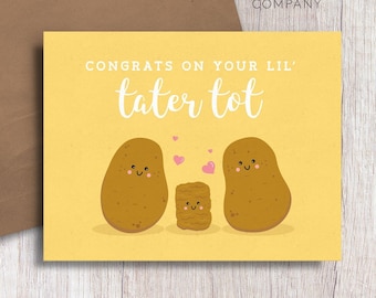 Congrats on your lil' Tater Tot Potato Food Pun Baby Card