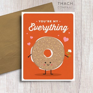 You're My Everything Bagel Food Pun Love Card