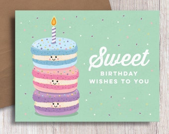 Sweet Birthday Wishes French Macaron Food Pun Birthday Card