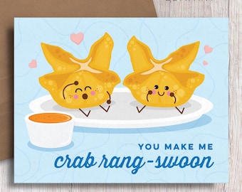 Funny Crab Rangoon Love Card: Food Pun Anniversary Card