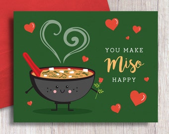 You Make Miso Happy Asian Food Pun Love Card