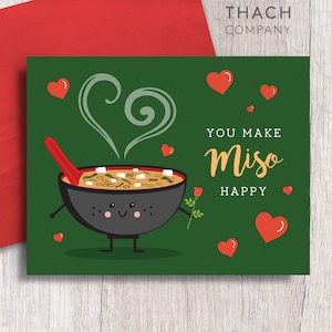 You Make Miso Happy Asian Food Pun Love Card image 1