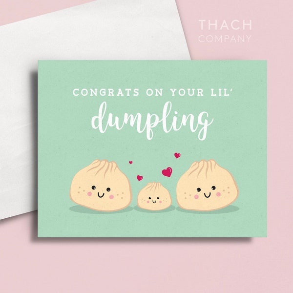 Congrats on your lil' Dumpling Asian Food Pun Baby Card