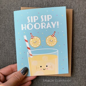 Sip Sip Hooray! Lemonade Pun Birthday Celebration Card image 2