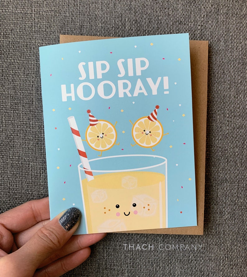 Sip Sip Hooray! Lemonade Pun Birthday Celebration Card image 2