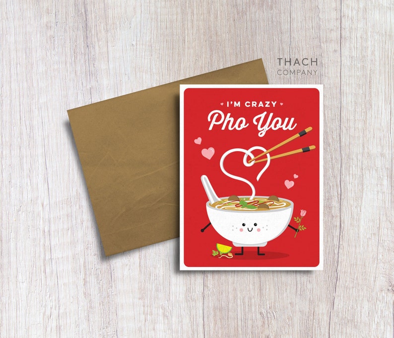 I'm Crazy Pho For You Food Pun Love Card image 1