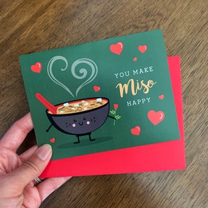 You Make Miso Happy Asian Food Pun Love Card image 2