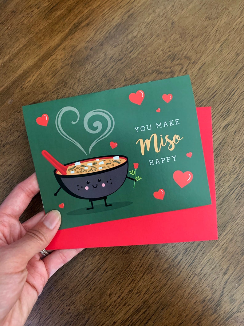 You Make Miso Happy Asian Food Pun Love Card image 2