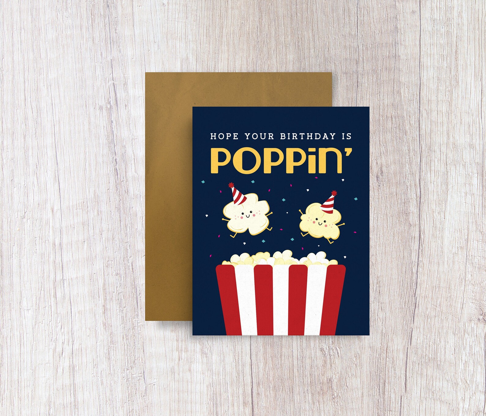 I Hope Your Birthday is Poppin' Popcorn Food Pun Birthday Etsy