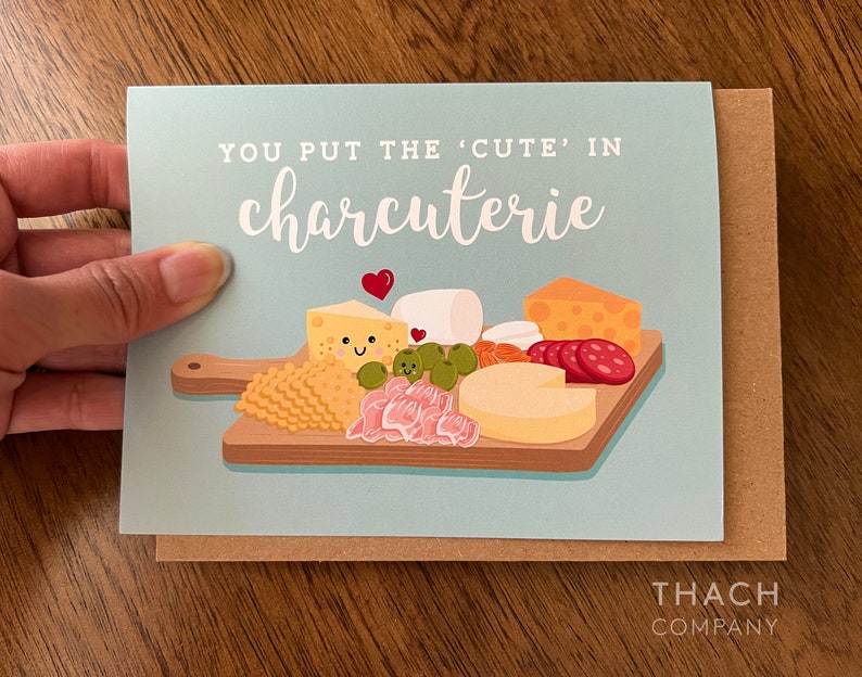 You put the Cute in Charcuterie Food Pun Love Anniversary Valentine's Day Card image 2