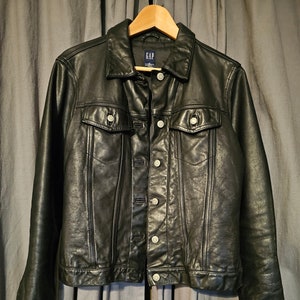 Gap leather store trucker jacket