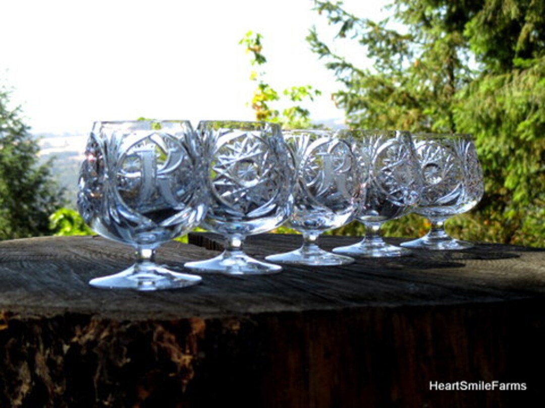 Monogrammed Brandy Snifter Set of 5 Small Wine Glass Etched Monogrammed