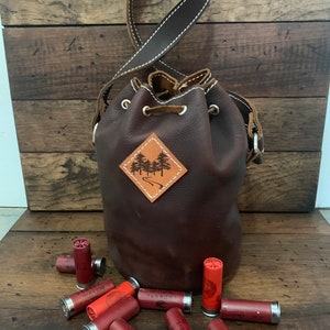 Leather Shotgun Shell Ammo Pouch/Shell Holder Bag Bucket Custom Made