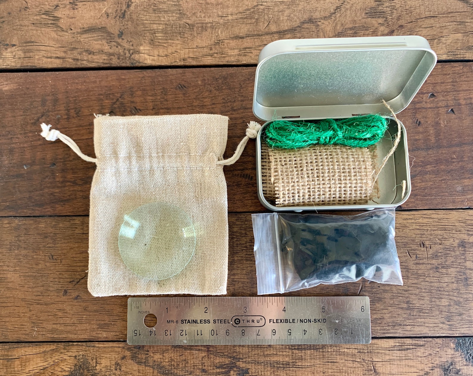 5X Magnifying Glass Fire Starter Kit With Char Cloth Etsy