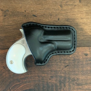 American Derringer/Cobra Black Leather Holster Form fitted for LR .22