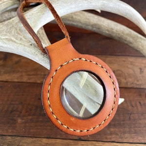 Magnifying Glass Lens Pendant Leather Necklace 5X Magnification 2 in Lens