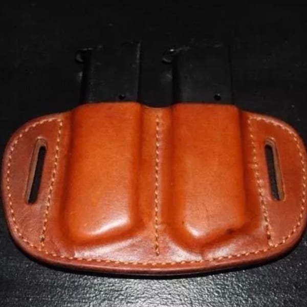 Custom Leder Doppel-Clip/Magazin Holster für 1911 Single Stack