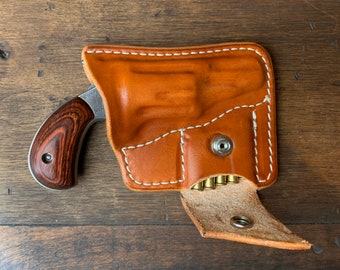 Leather Pocket Holster & Ammo Pouch  NAA 22 Mag 1 1/8 or 1 5/8