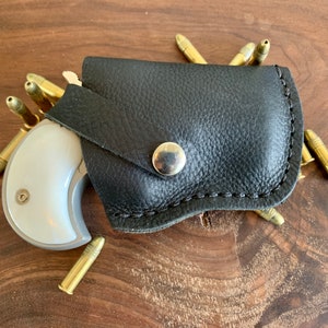 American Derringer/Cobra Leather Holster for LR .22 with snap (Black)