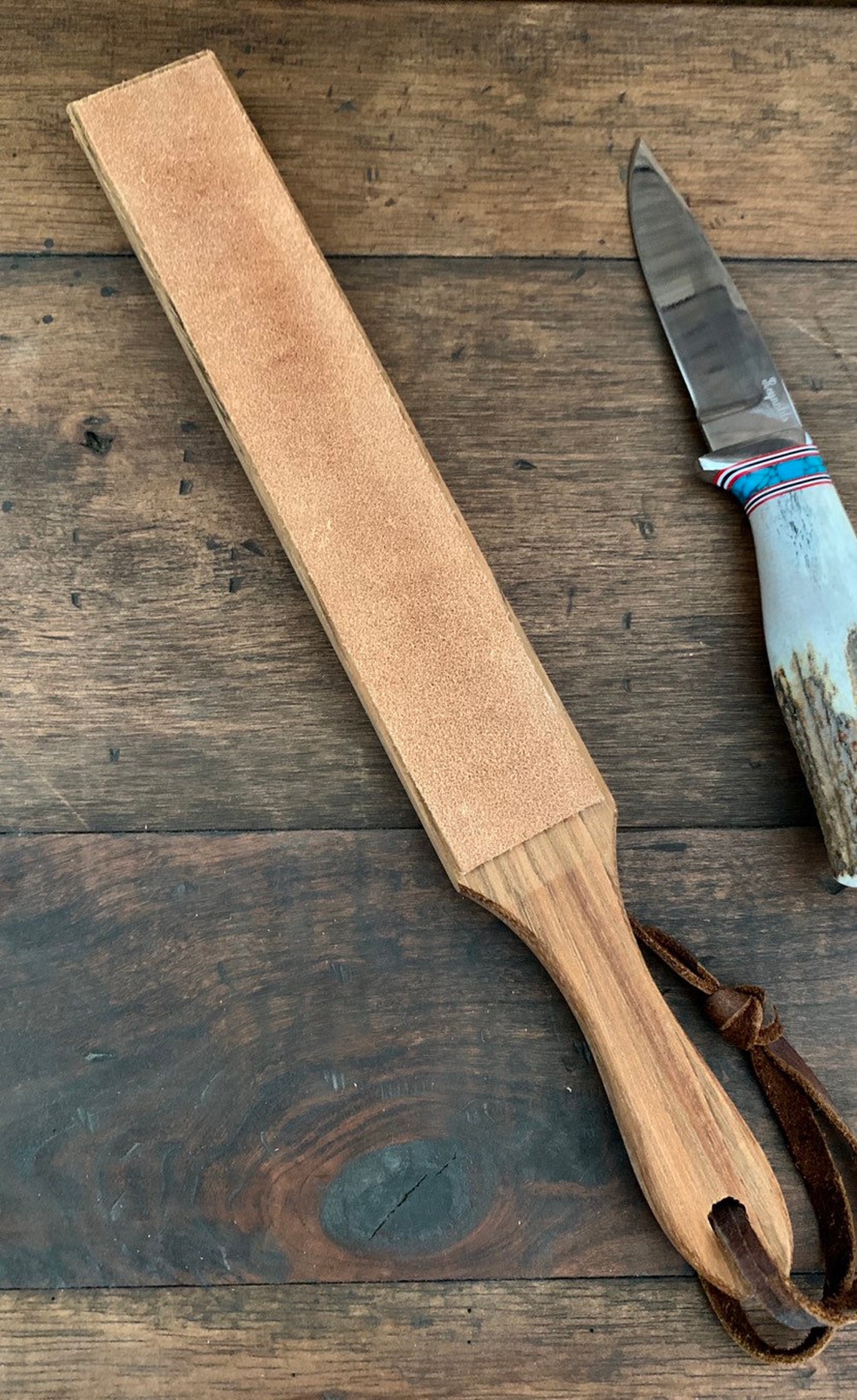 Leather Knife Strop Made From Hardwood Etsy