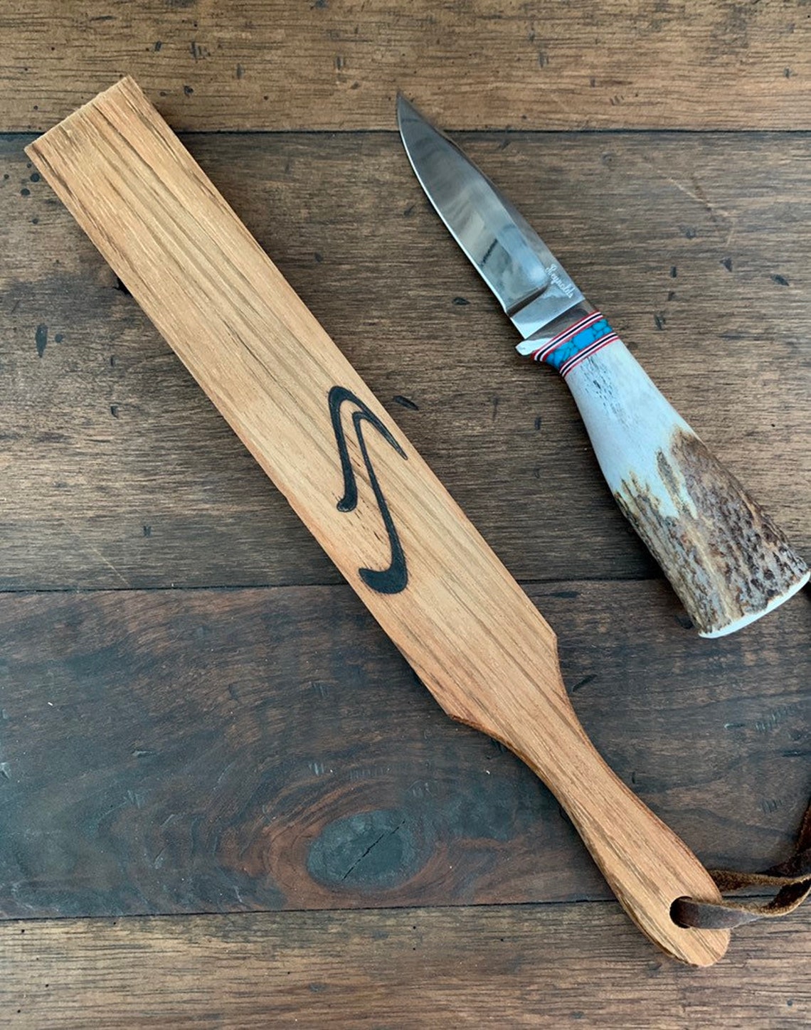 Leather Knife Strop Made From Hardwood Etsy