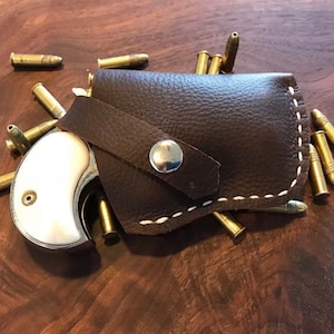 American Derringer/Cobra Leather Holster for LR .22 with snap