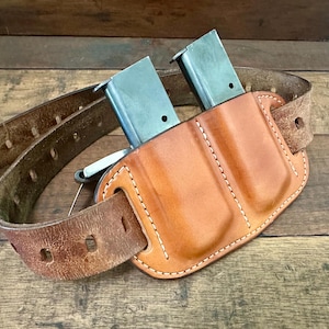 Custom Leather Double clip/magazine Holster for 1911 Single Stack