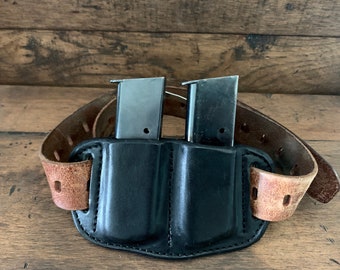 Custom Leather Double clip/magazine Holster for 1911 Single Stack